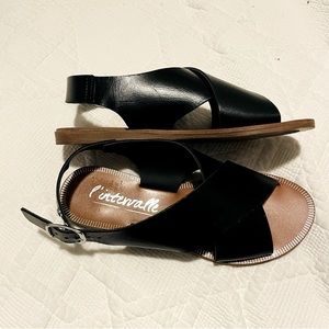 NWOB: L’intervalle flat sandals - black leather - 5.5
